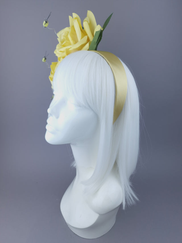 Yellow Rose & Bees Headpiece