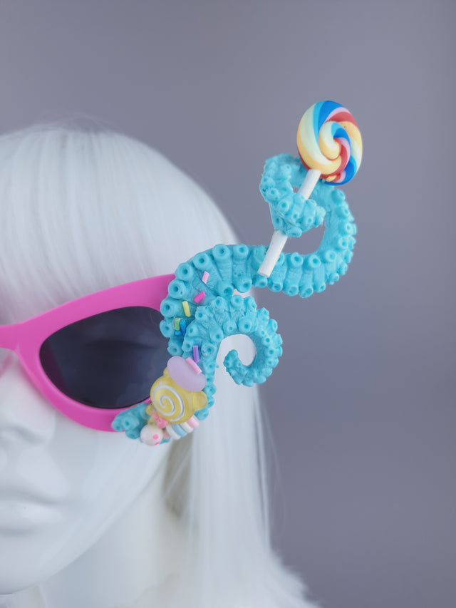 Pearls & Swine: Pastel Blue Tentacle Candy Sweets Sunglasses "Sugarie"