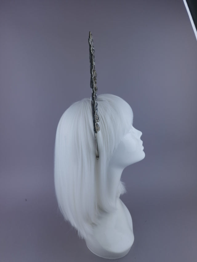 Pearls & Swine: Grey Diamanté Jewel Halo Headdress
