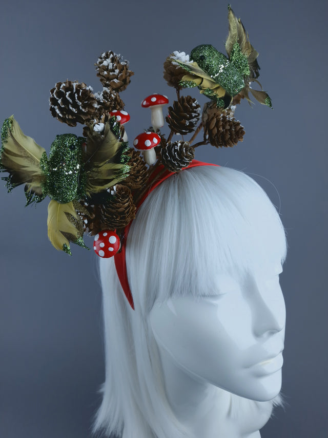 Pine Cones, Mushroom & Birds Xmas Headdress