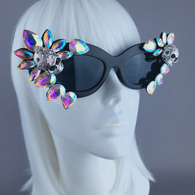 Jewel Skull Cateye Sunglasses - SAMPLE