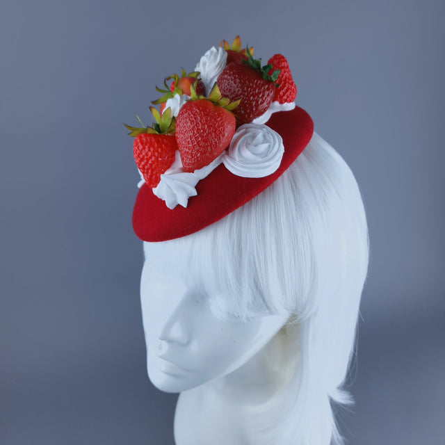 "Fragaria'" Strawberries & Cream Food Fascinator Hat