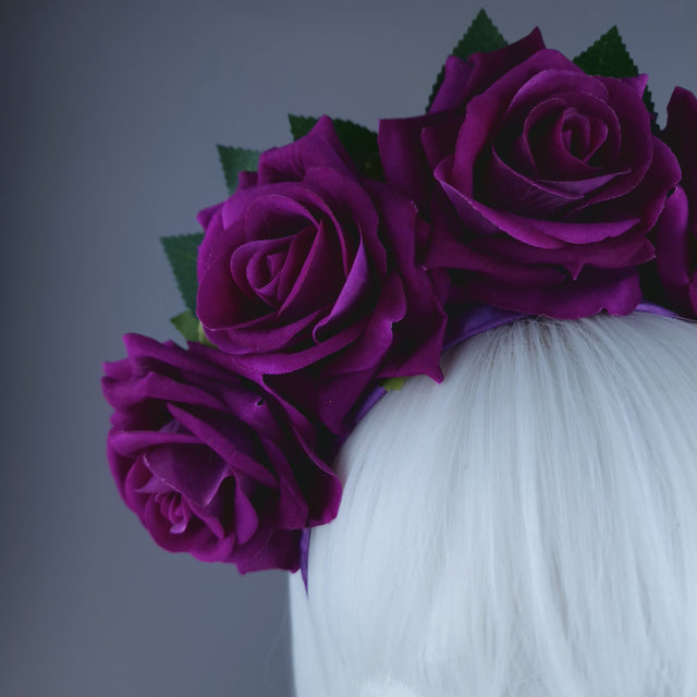 "Cerise" Pink Rose Flower Headdress