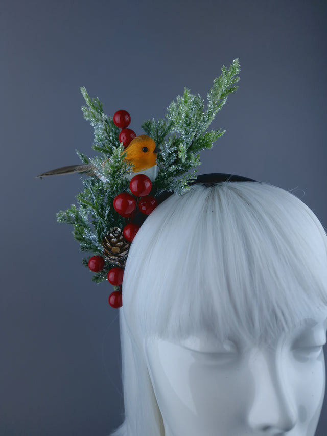 Robin Bird & Berries Xmas Headband