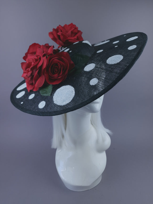 Pearls & Swine: Statement Red Rose Polka Dot Hat