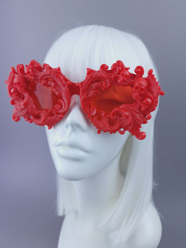 Red Filigree & Skull Sunglasses - SAMPLE