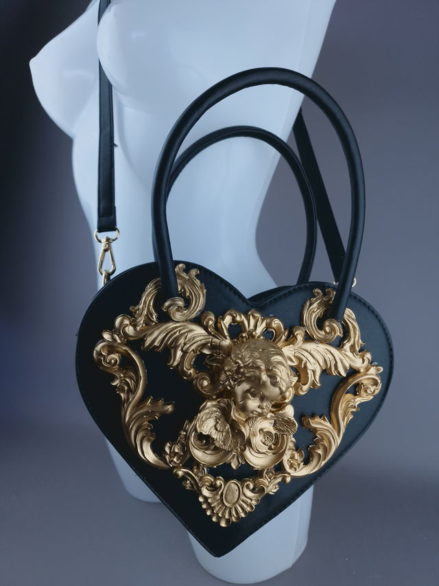 "Raphael" Gold Filigree Heart Shaped Handbag