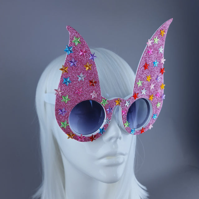 "Luppolo" Pink Glitter Bunny Rabbit Ear Sunglasses