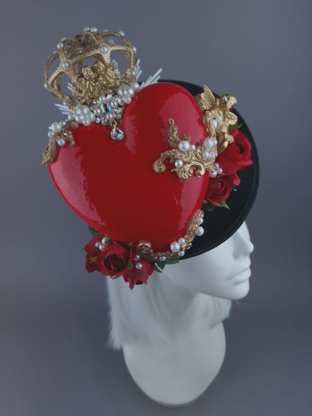 Pearls & Swine: Hat Red Sacred Heart, Cherub & Roses