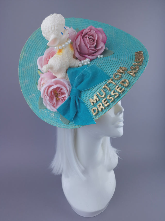 "Mutton Dressed As Lamb" Roses & Pearls Quote Hat