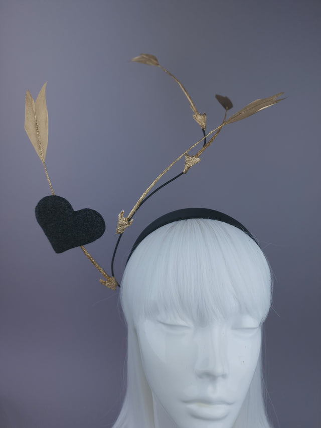 Pearls & Swine: Gold Arrows & Heart Headpiece "Pierced"