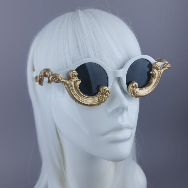 SPECIAL OFFER: White Gold Filigree Round Sunglasses