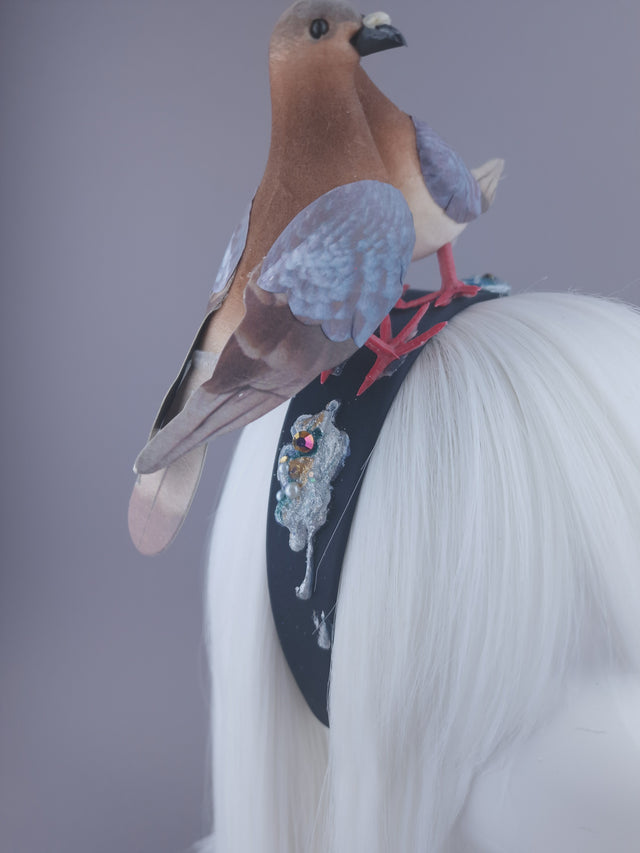 Pearls & Swine: Whimsical Pigeons in Love Headband "Wabi-Sabi"