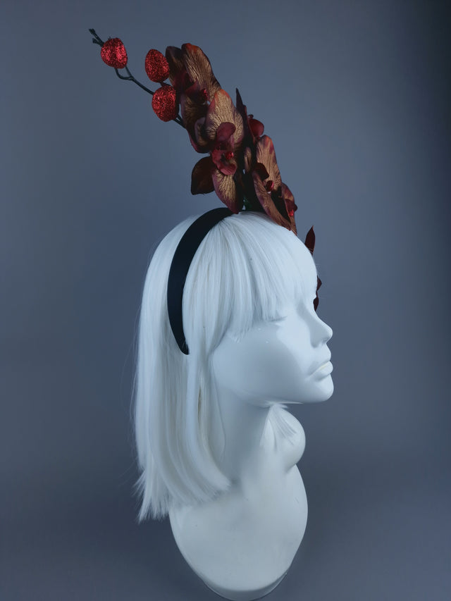 Gold & Red Orchid Xmas Headdress