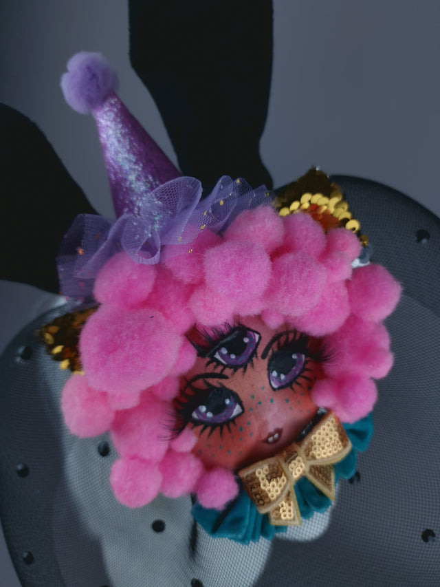 "Bunnie" Dollface Fascinator Hat with Veil