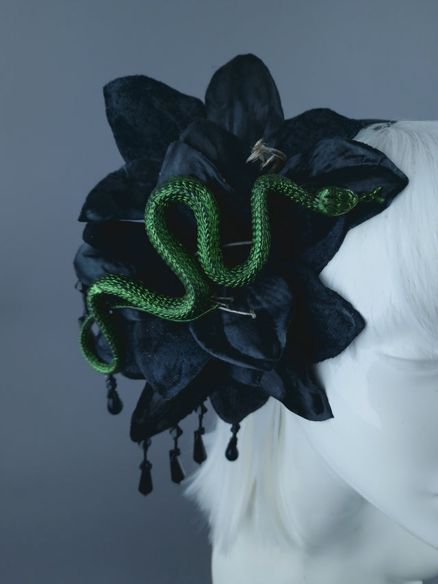 Black Flower Beading & Snake Headdress Fascinator