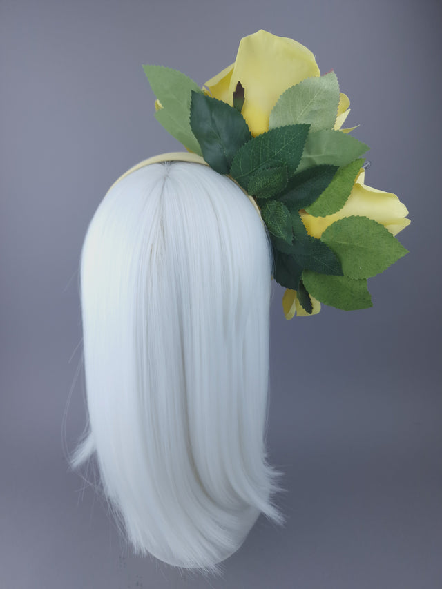 Yellow Rose & Bees Headpiece
