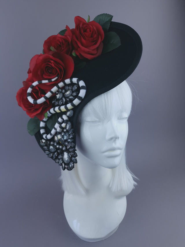 Pearls & Swine: Statement Red Rose Snake Hat