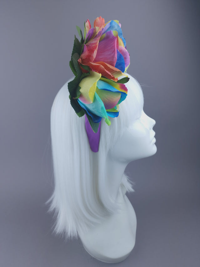 Pearls & Swine: Pride Rainbow Rose Flower Headdress & Neckpiece
