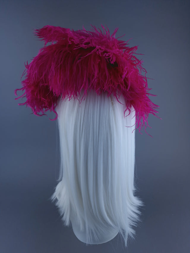 "Nomi" Pink Feather Headdress with Jewel