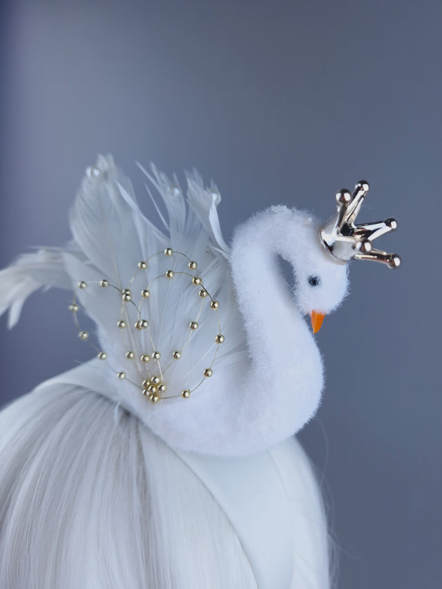 "Song" Swan with Llittle Crown Headpiece