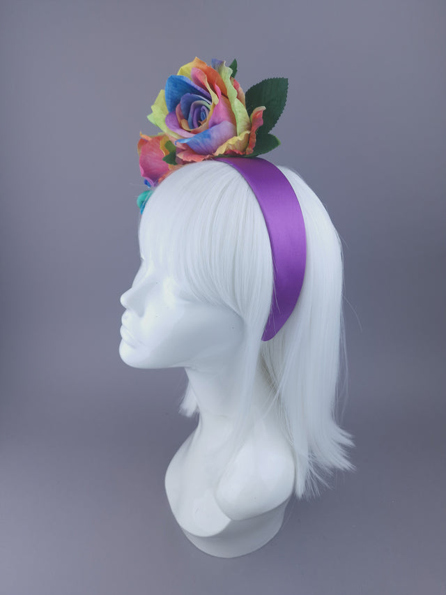 Pearls & Swine: Pride Rainbow Rose Flower Headdress "Sappho"