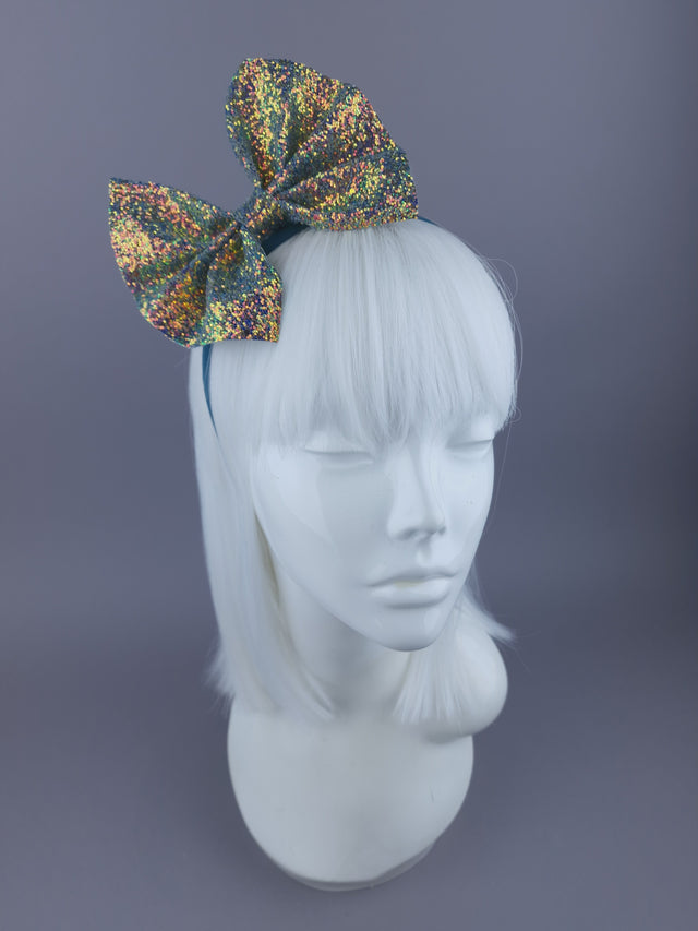 Glitter Bow Teal Headpiece