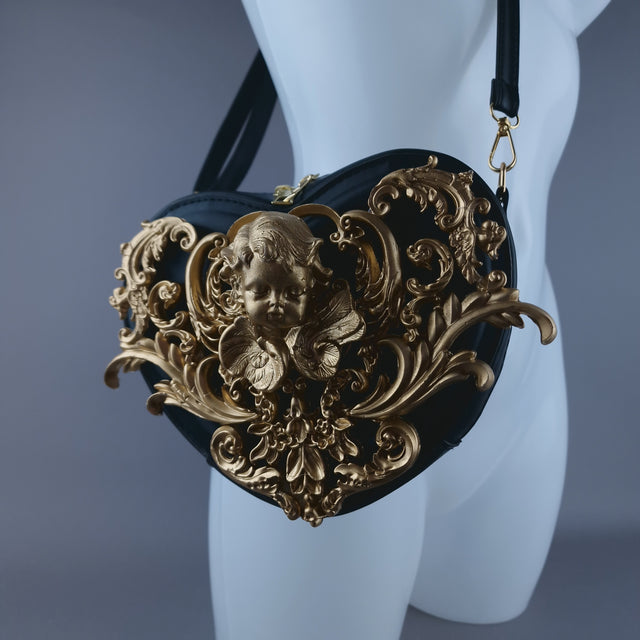 SAMPLE! Gold Cherub Filigree Heart Shaped Handbag