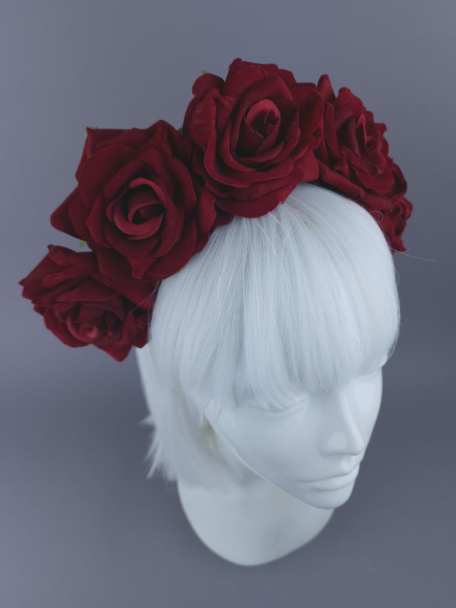 SAMPLE! Red Rose Flower Headdress & Neckpiece