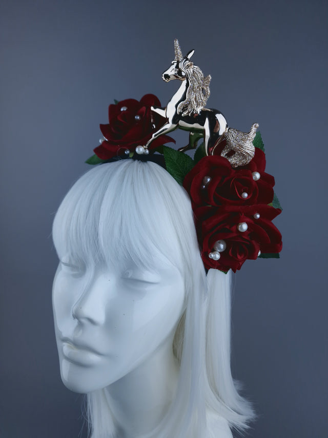 Unicorn, Pearls & Roses Xmas Headdress