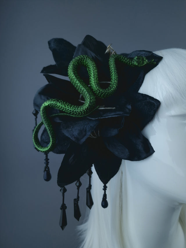 Black Flower Beading & Snake Headdress Fascinator