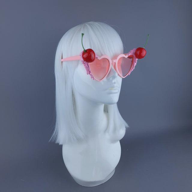 "Sweetie" Pink Cherry Heart Shaped Sunglasses