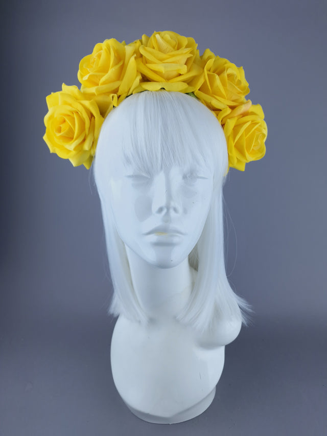 "Eva" Yellow Rose Flower Headdress & Neckpiece