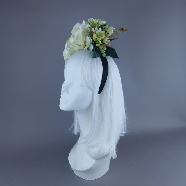 "Acantha" Light Green Rose Flower Headdress