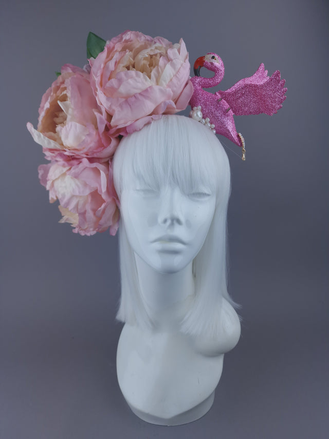 Pearls & Swine: Headdress Pink Flamingo, Pearl & Peony
