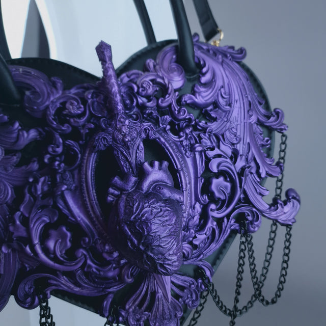 "Tullia" Purple Filigree Heart Shaped Handbag