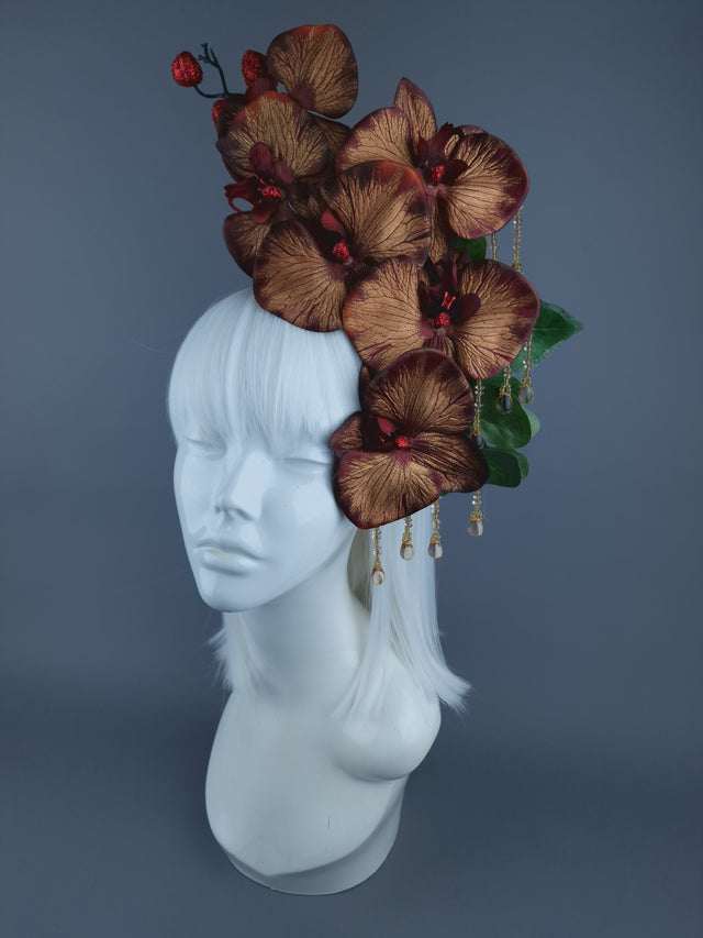 Gold & Red Orchid Xmas Headdress