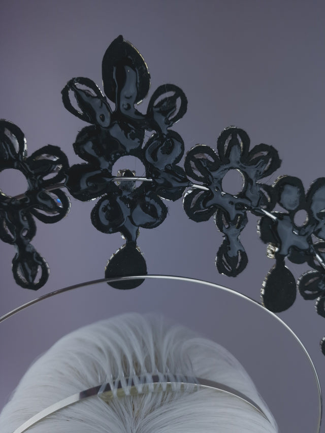 Pearls & Swine: Grey Diamanté Jewel Halo Headdress