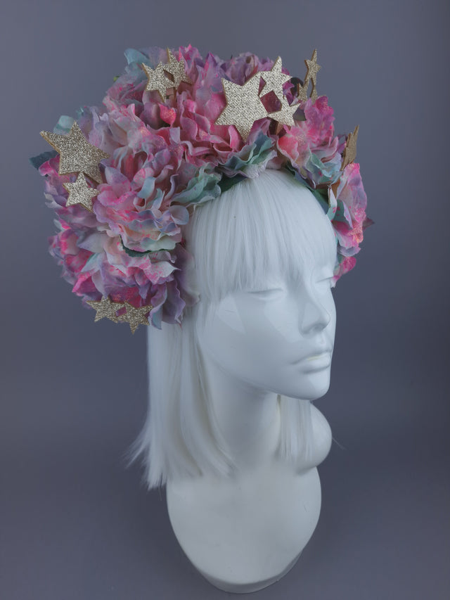 "Heavenly" Pastel Flower & Gold stars Headdress & Neckpiece