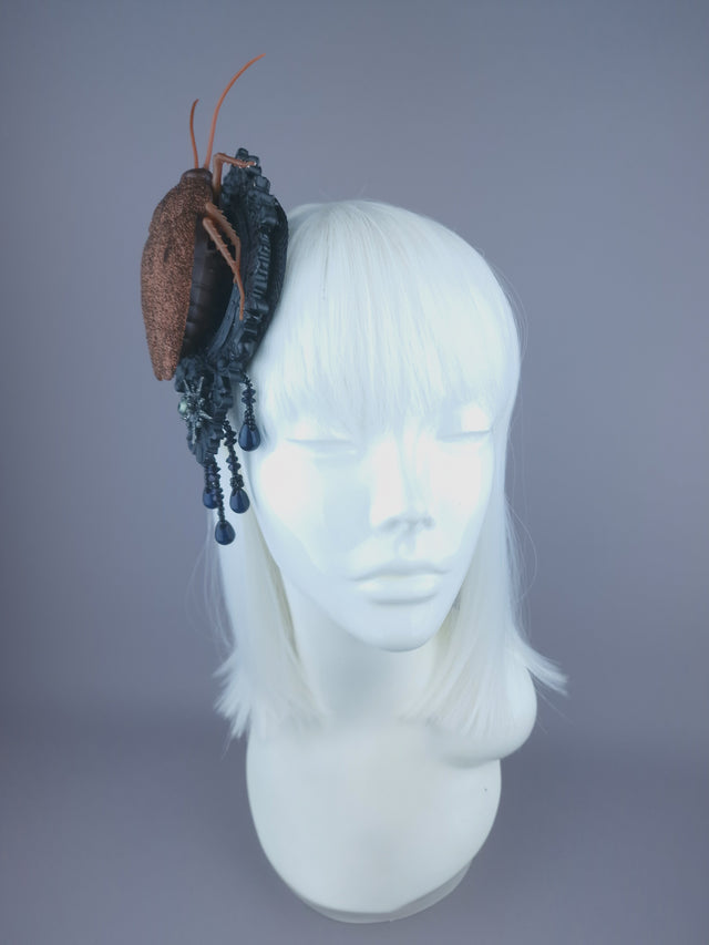 Pearls & Swine: Extra Large Gothic Cockroach Mini Fascinator "Eek"