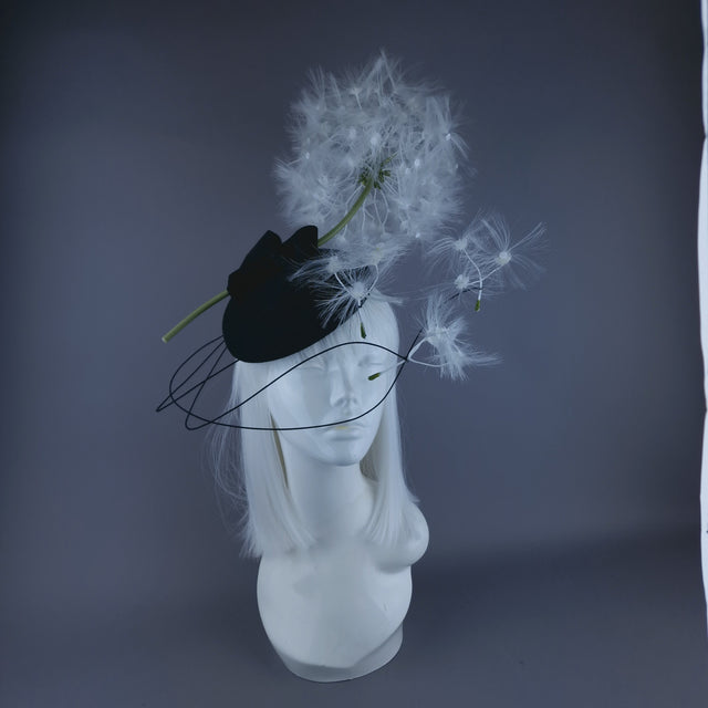 "Dandi-licious" Dandelion & Bow Black Fascinator Hat