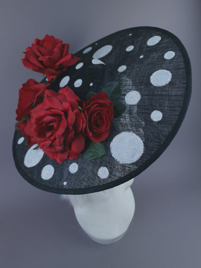 Pearls & Swine: Statement Red Rose Polka Dot Hat