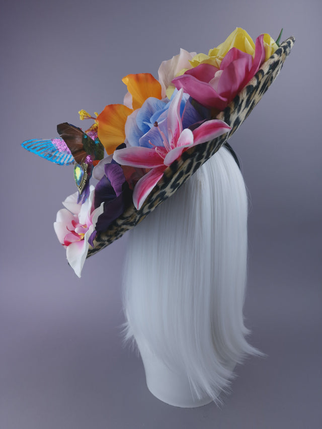 Pearls & Swine: Bespoke Commission Tropical Flower Leopard Print Hat