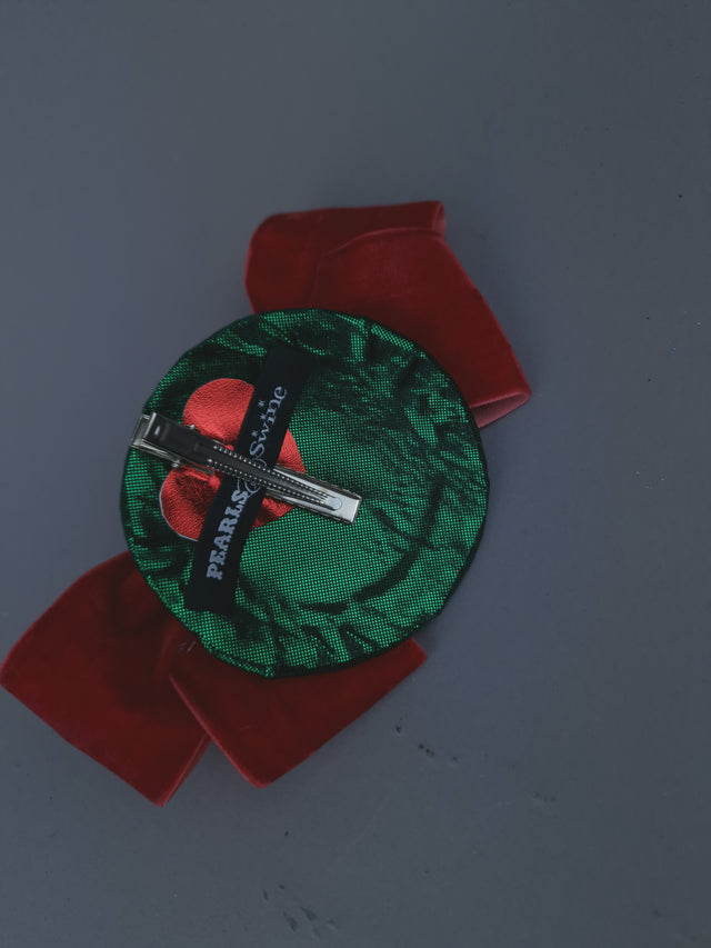 Red Velvet Bow Mini Festive Fascinator