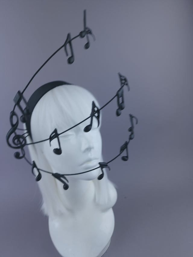 Pearls & Swine: Black Musical Notes Headpiece "Song"