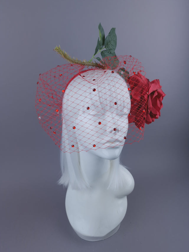 Pearls & Swine: Headdress Red Rose Veil