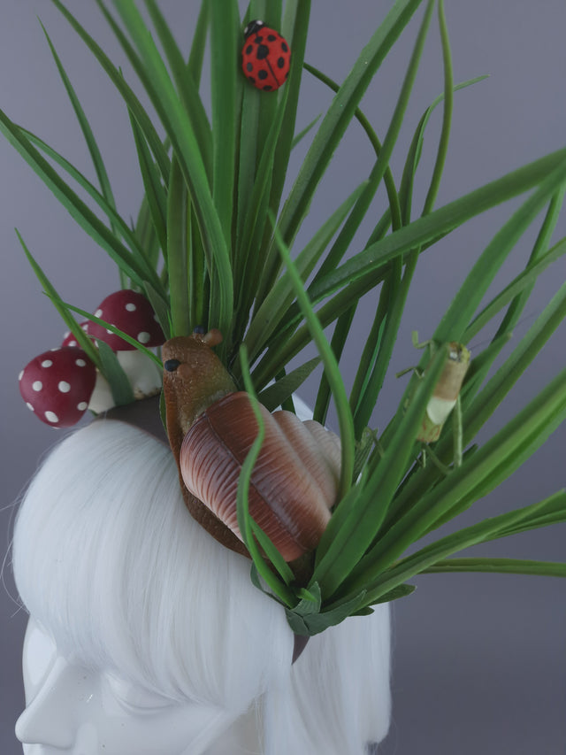 "Small World" Snail, Grass, Mushroom Headpiece