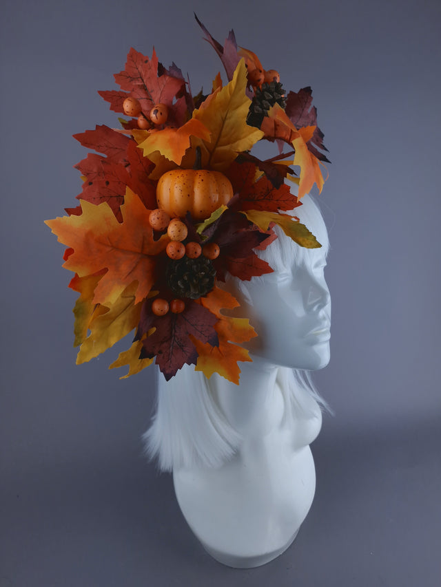 "Fall" Autumn Leaf & Pumpkin Headdress