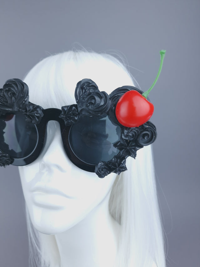 Pearls & Swine: Black Frosting Icing Cherry Sunglasses "Fondant"