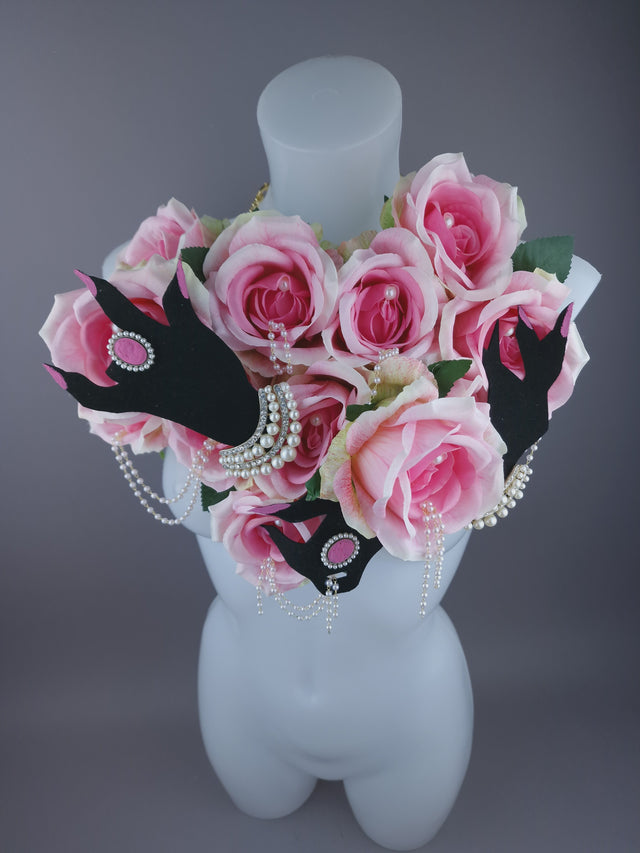 Pearls & Swine: Sexy Pink Roses & Pearls Neckpiece "WAP"